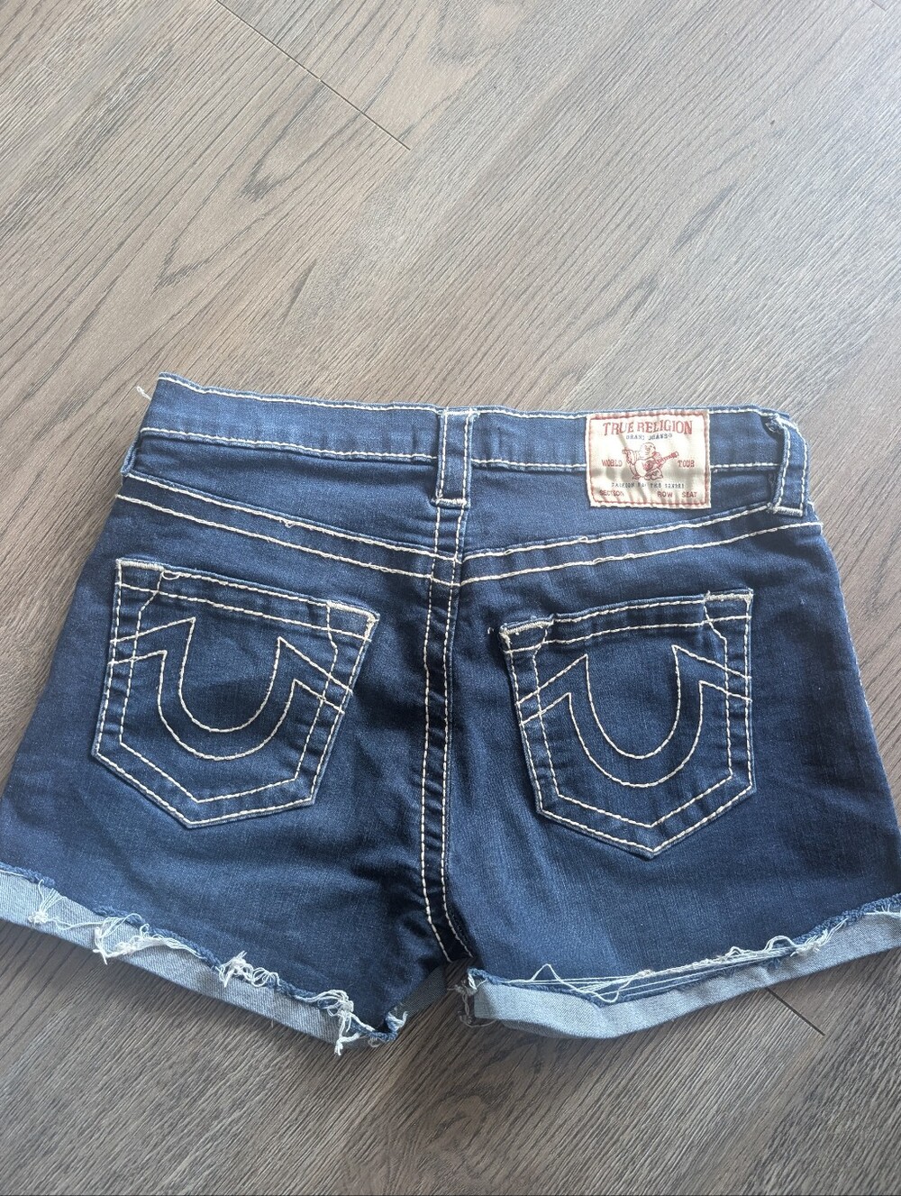 Dark Blue Denim Cutoff Rolled  Shorts